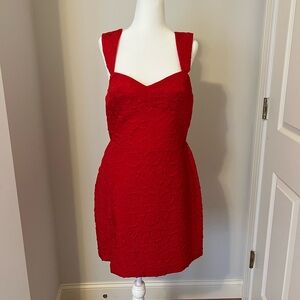 Red Lace Sleeveless Sweetheart Dress